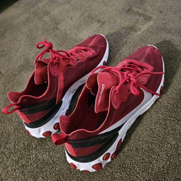 Nike React Red Black n White Mens Size 9 - Picture 5 of 5